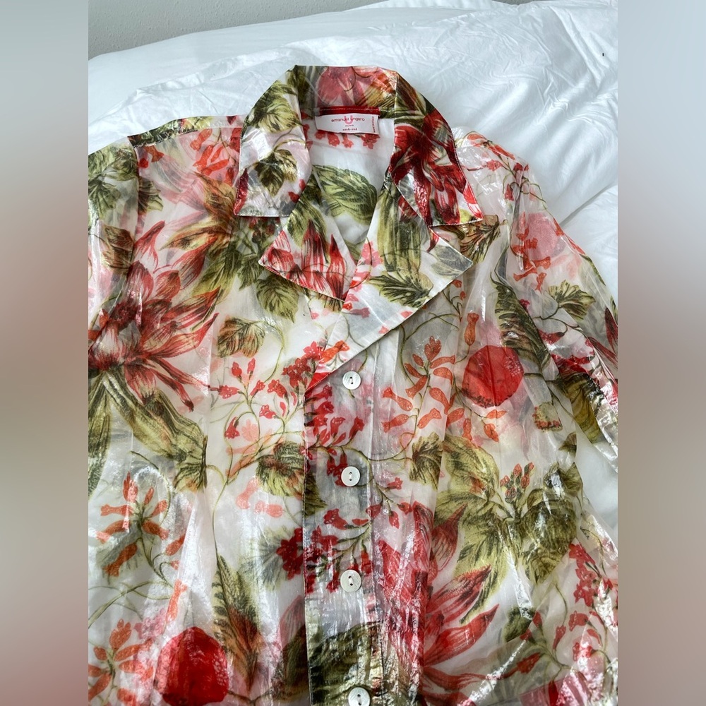 Emmanuel Ungaro Metallic Organza Floral Blouse - Picture 6 of 6